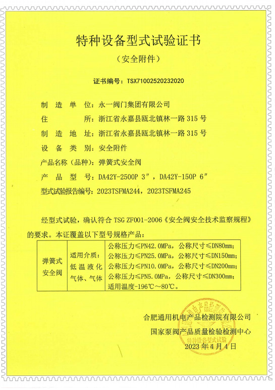 Special Equipment Type Test Certificate(1)