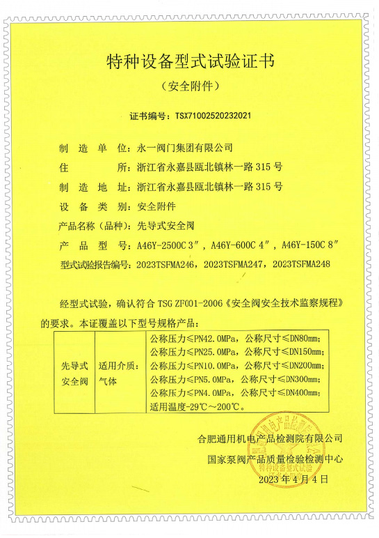 Special Equipment Type Test Certificate(2)