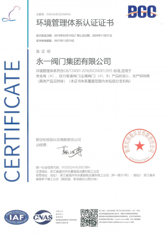 ISO 9001 Environmental Management System Certificate